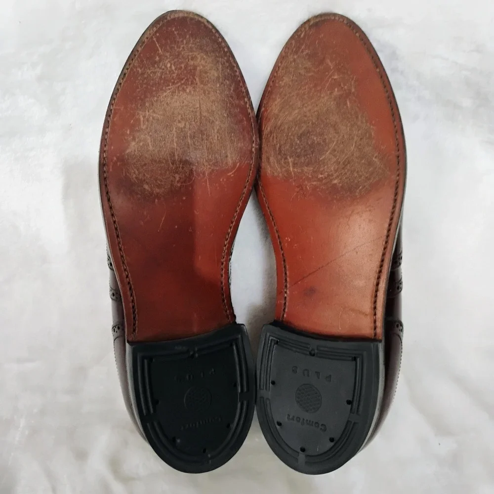 Stafford Comfort Plus Mens Burgundy Wingtip Oxford Leather Shoes USA Made 9.5